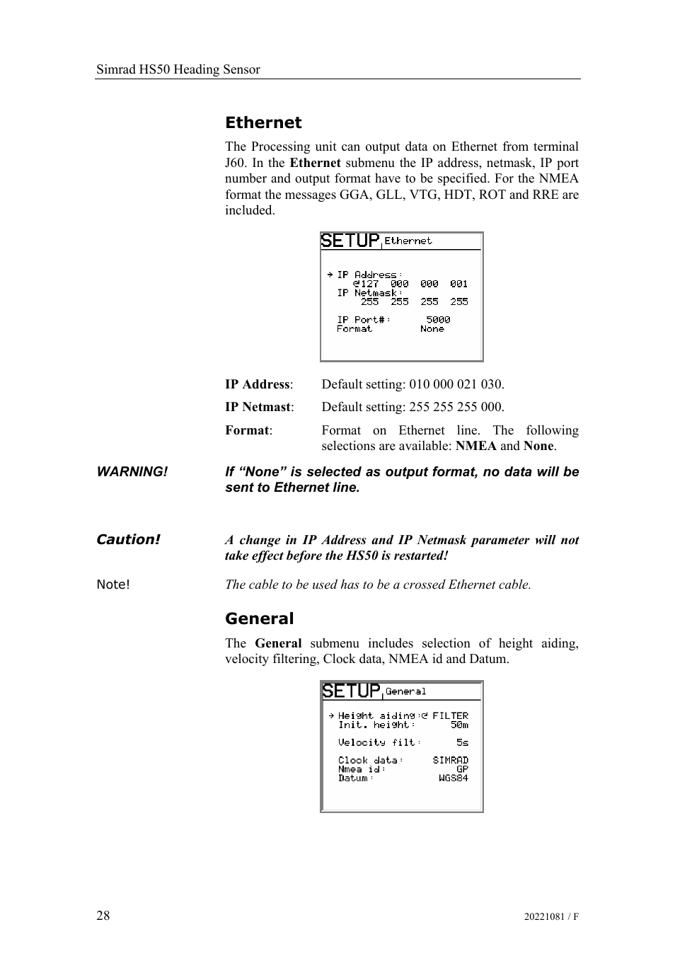 Ethernet, General | Simrad HS50 User Manual | Page 36 / 63