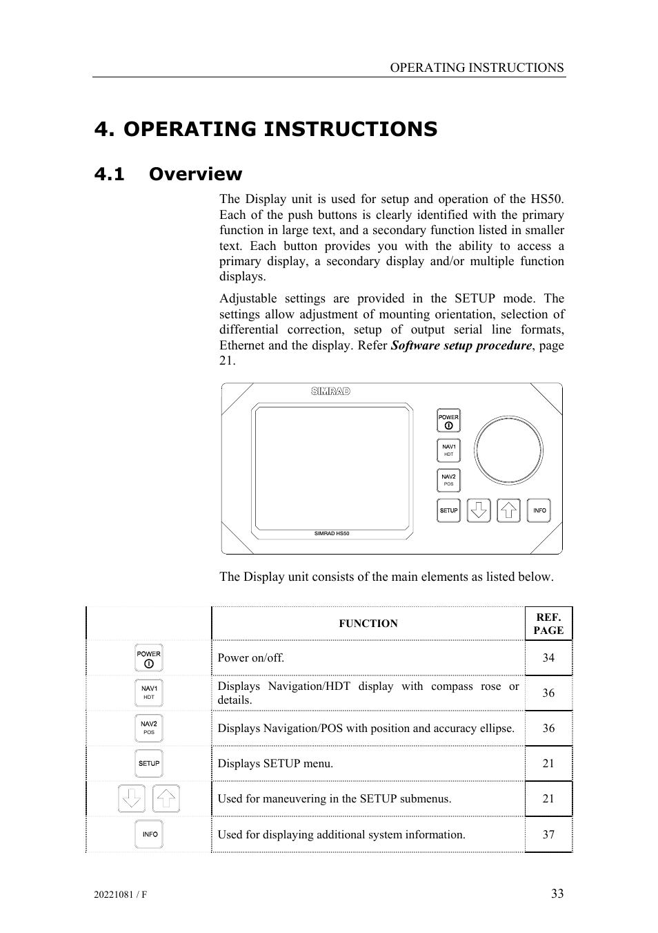 Operating instructions, Overview, 1 overview | Simrad HS50 User Manual | Page 41 / 63