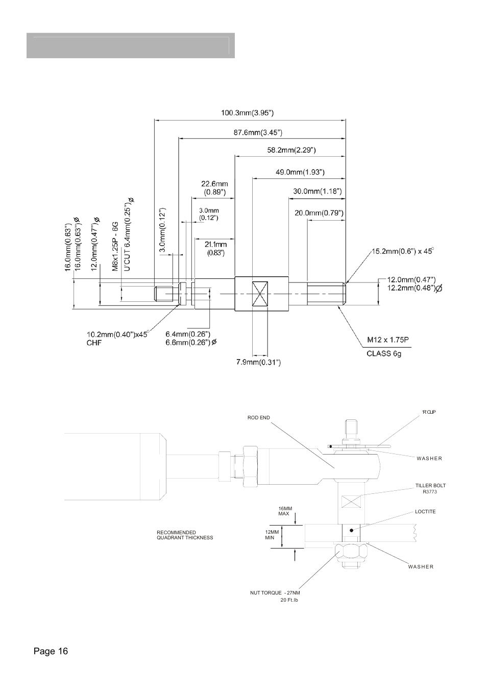 H1000 pilot, Description/installation, Type 1 and 2 rose joint and am bolt detail | Page 16 | B&G H1000 Autopilot User Manual | Page 17 / 68