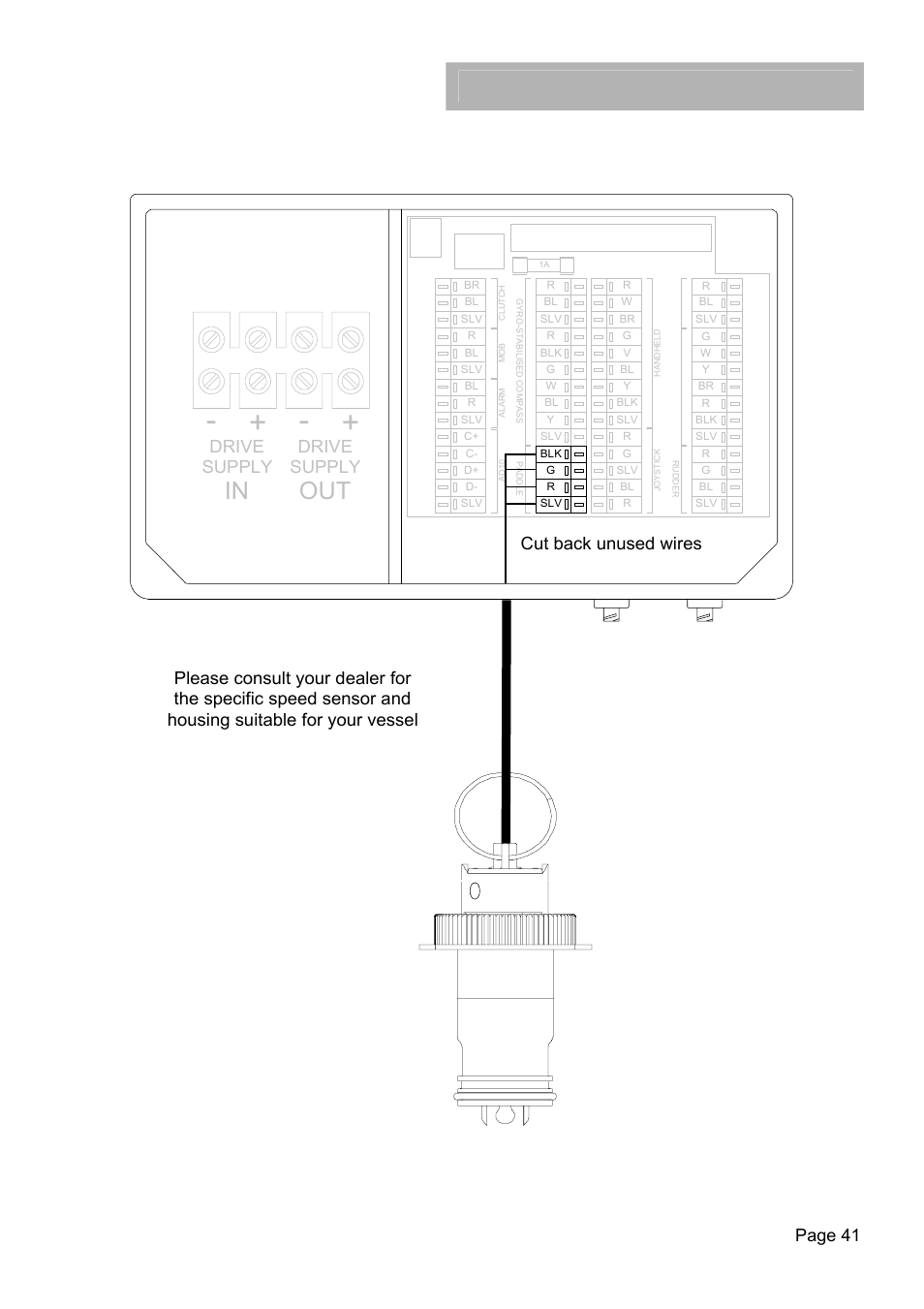 H1000 pilot, Description/installation, Direct paddle input connection | Page 41, Drive supply drive supply | B&G H1000 Autopilot User Manual | Page 42 / 68