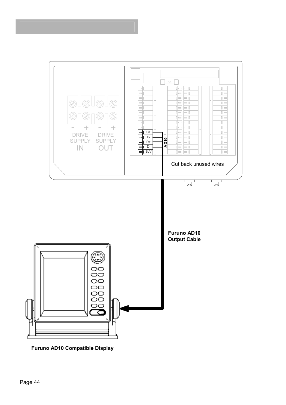 H1000 pilot, Description/installation, Furuno ad10 heading connection | B&G H1000 Autopilot User Manual | Page 45 / 68