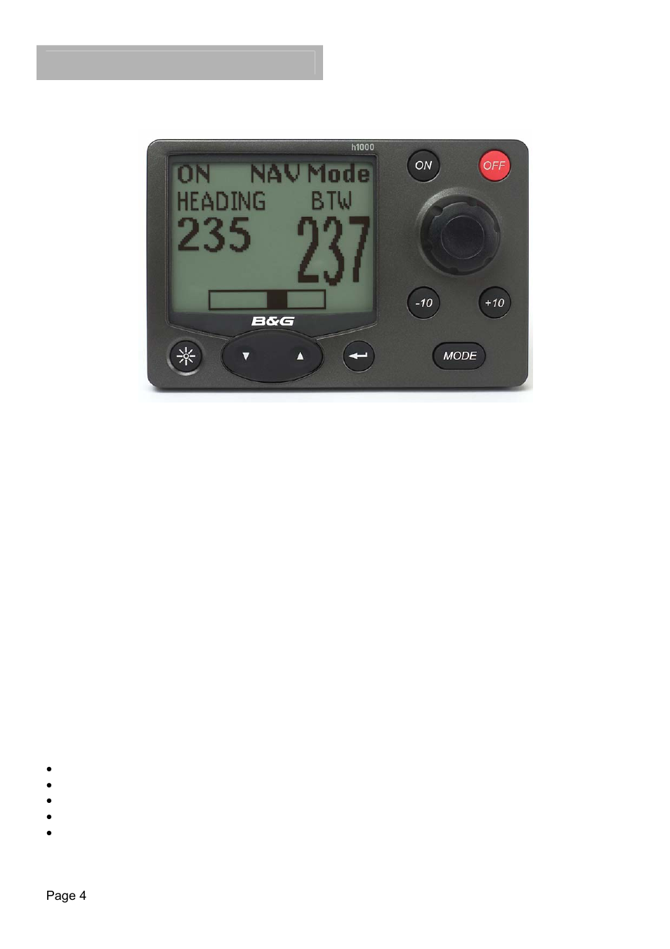H1000 pilot, Description/installation, H1000 pilot display | B&G H1000 Autopilot User Manual | Page 5 / 68
