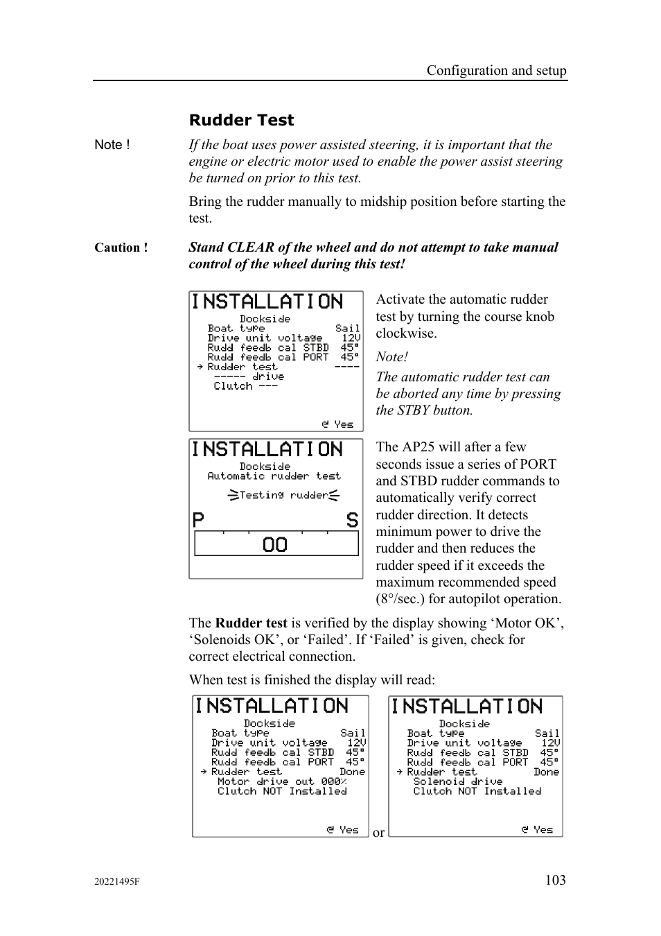 Rudder test | Simrad AP25 User Manual | Page 105 / 172