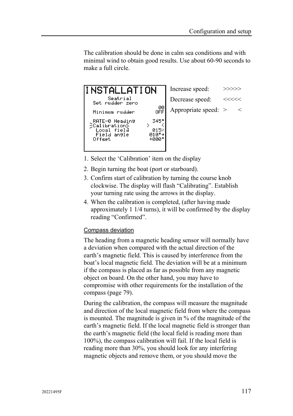 Compass deviation | Simrad AP25 User Manual | Page 119 / 172