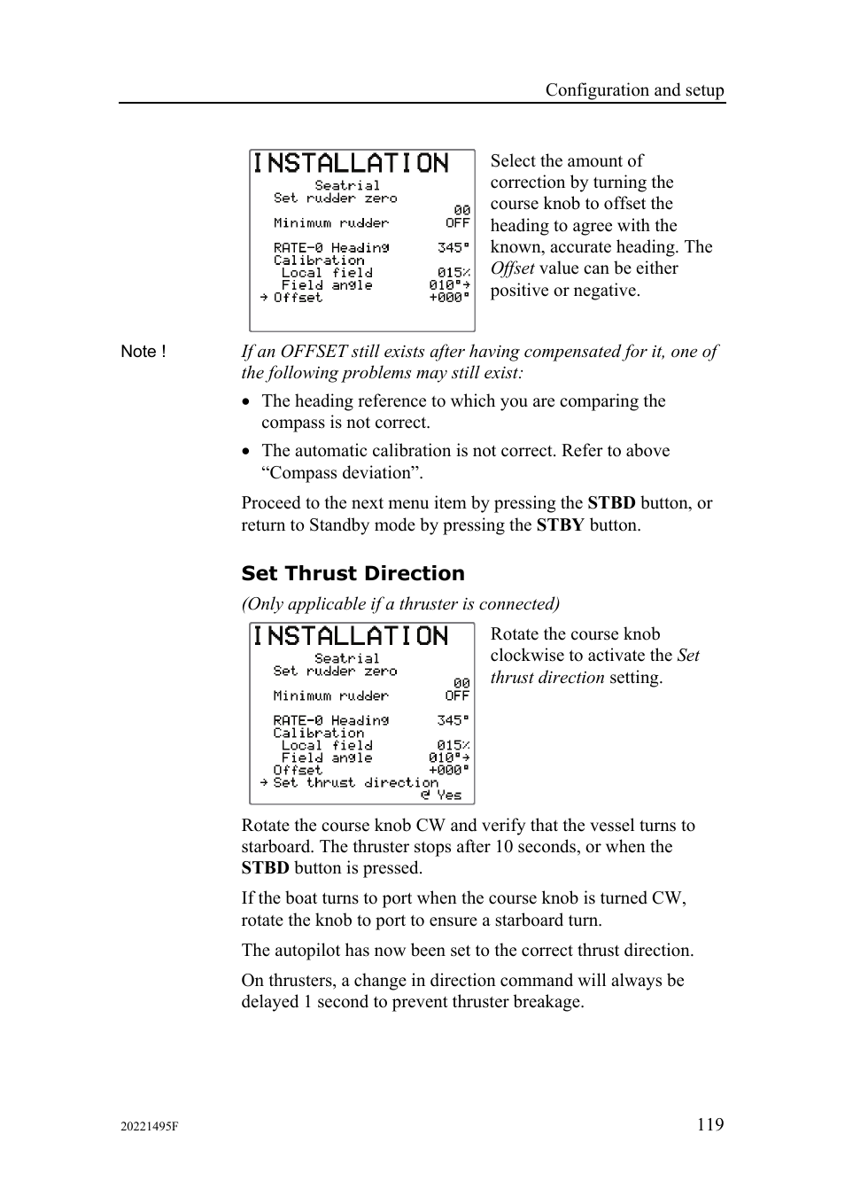 Set thrust direction | Simrad AP25 User Manual | Page 121 / 172