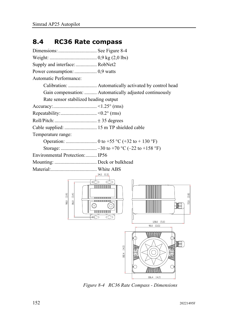 4 rc36 rate compass | Simrad AP25 User Manual | Page 154 / 172