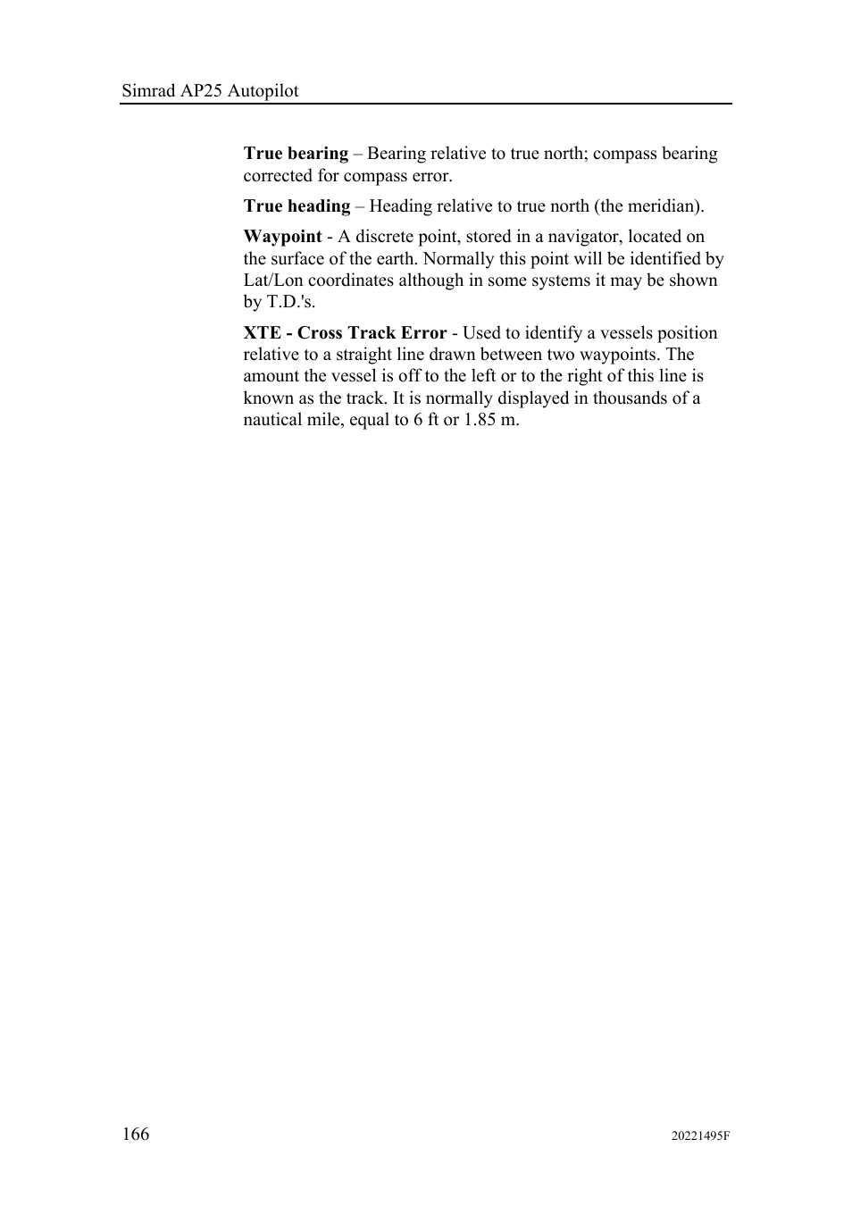 Simrad AP25 User Manual | Page 168 / 172