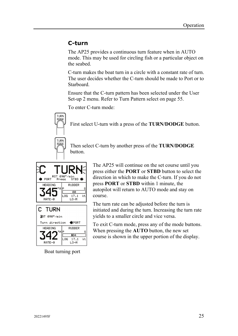 C-turn | Simrad AP25 User Manual | Page 27 / 172