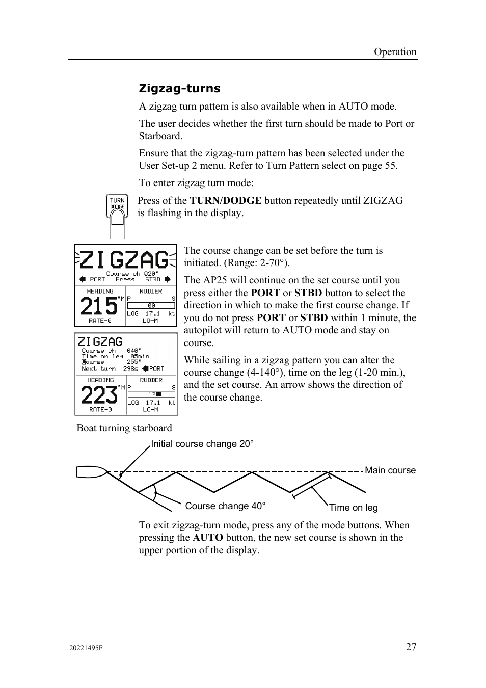 Zigzag-turns | Simrad AP25 User Manual | Page 29 / 172