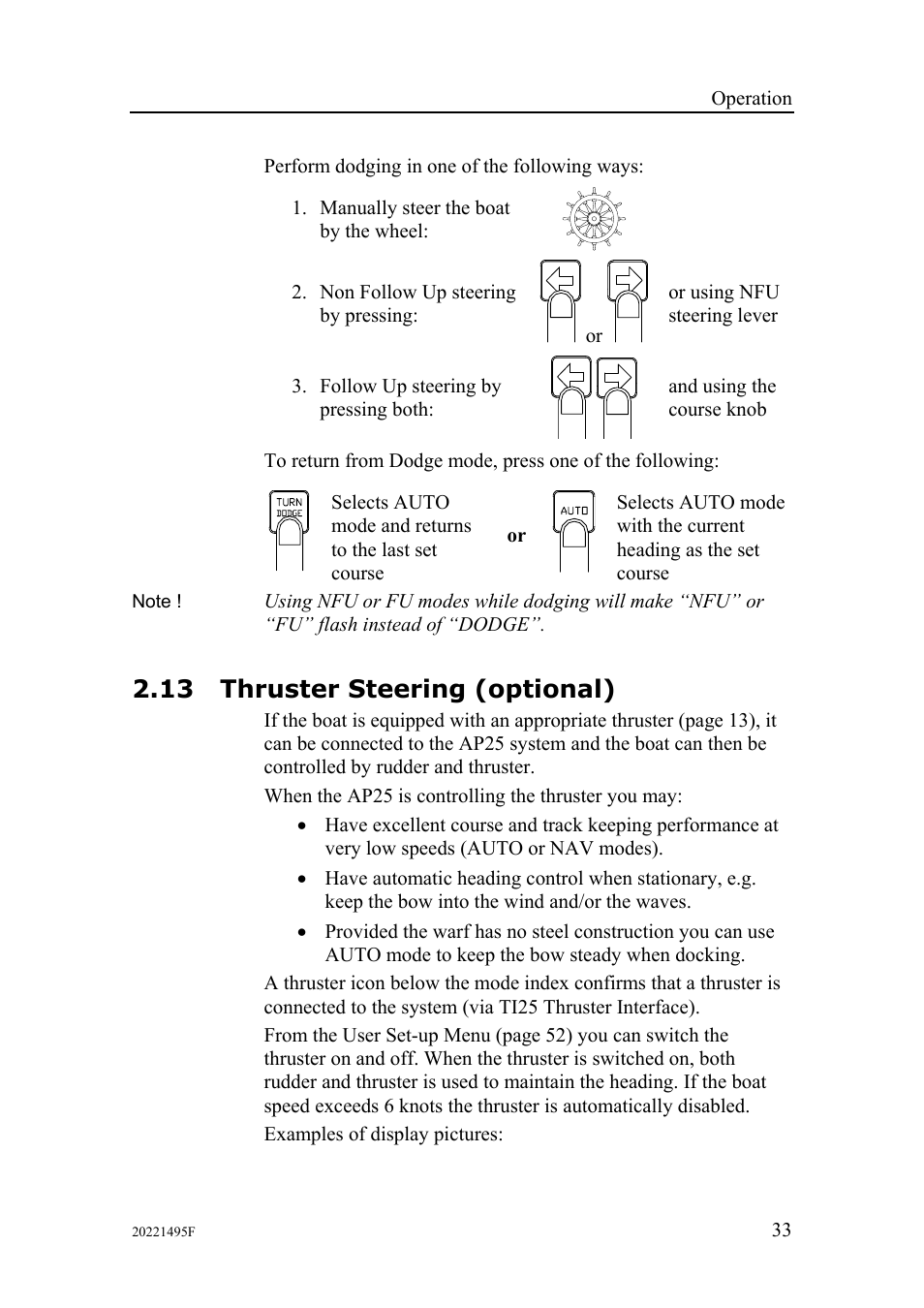 13 thruster steering (optional) | Simrad AP25 User Manual | Page 35 / 172