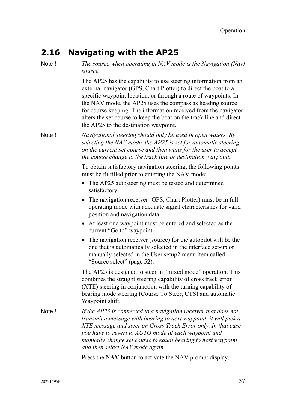 16 navigating with the ap25 | Simrad AP25 User Manual | Page 39 / 172