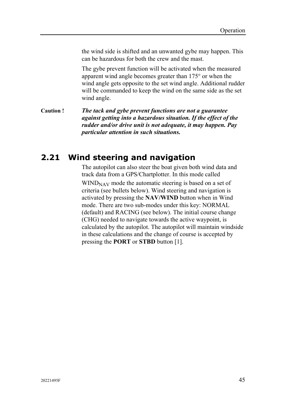 21 wind steering and navigation | Simrad AP25 User Manual | Page 47 / 172