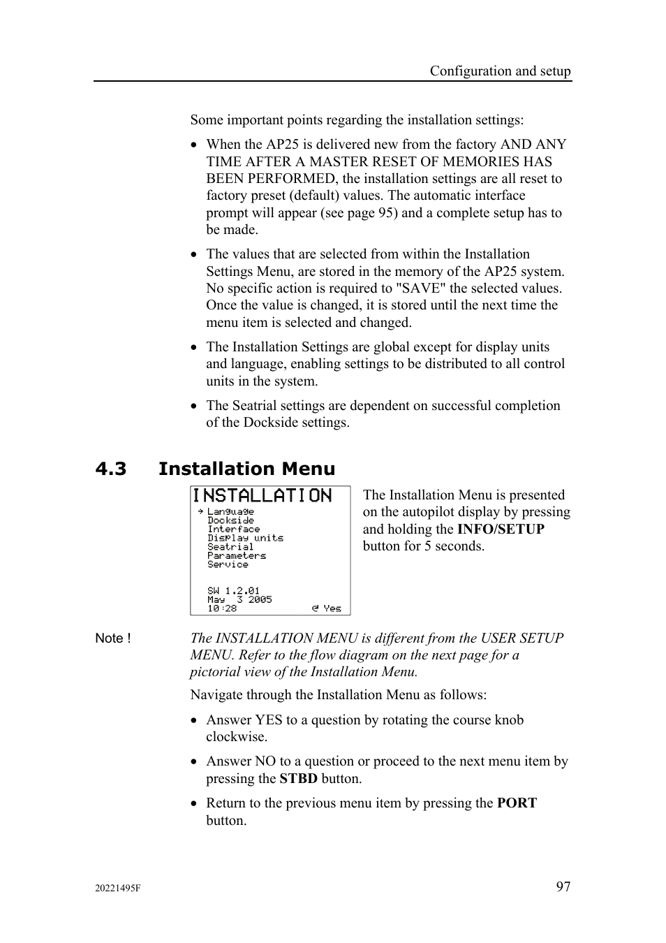 3 installation menu | Simrad AP25 User Manual | Page 99 / 172