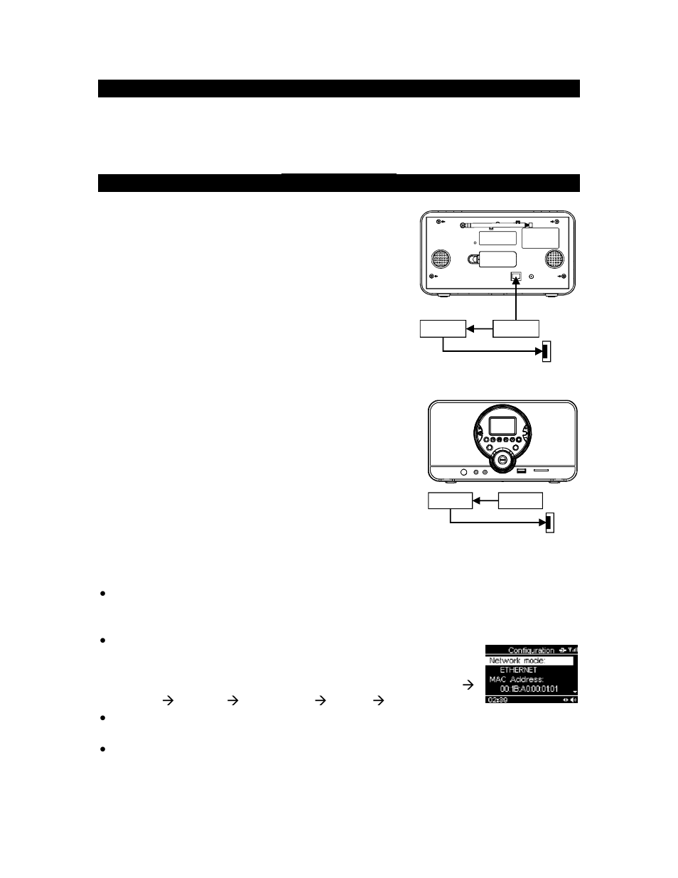 Prerequisites for internet radio, Connections, Wired connection (ethernet) | Wi-fi connection, Configurations | Scott WI-FI INTERNET/ETHERNET/FM PLL RADIO r x 400wl User Manual | Page 6 / 17
