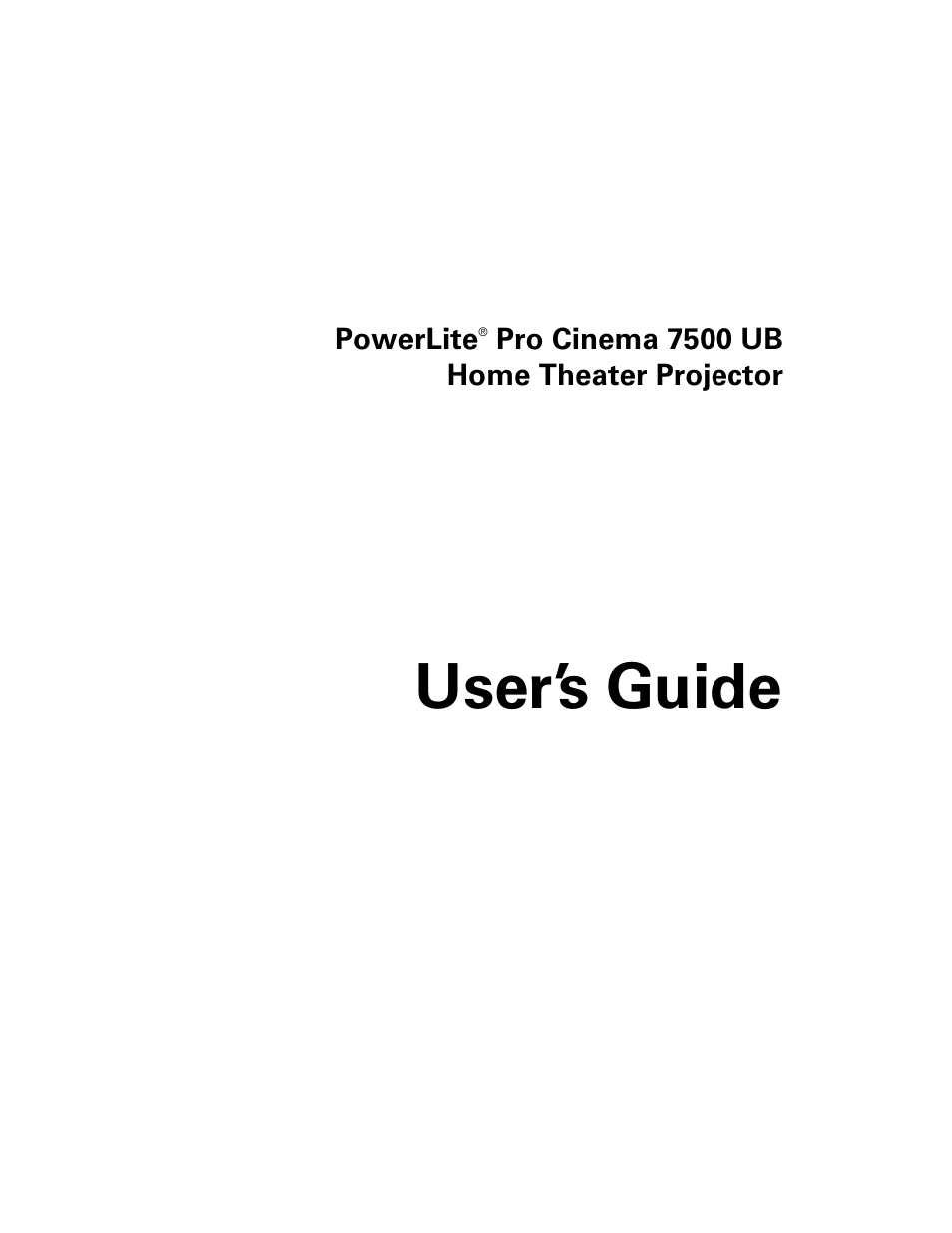 Seiko Group POWERLITE 7500 UB User Manual | 80 pages