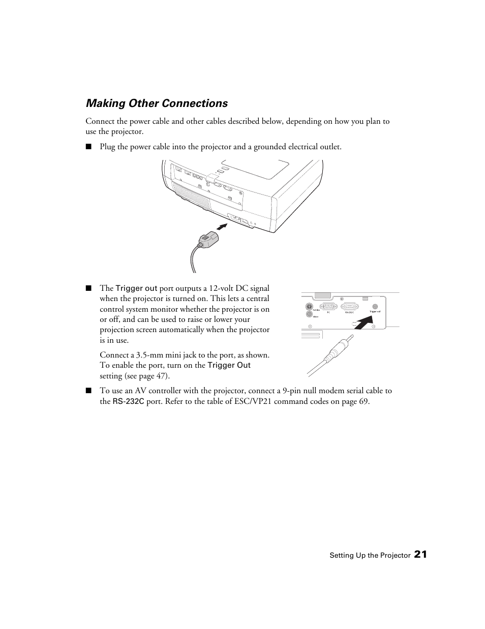 Making other connections | Seiko Group POWERLITE 7500 UB User Manual | Page 21 / 80