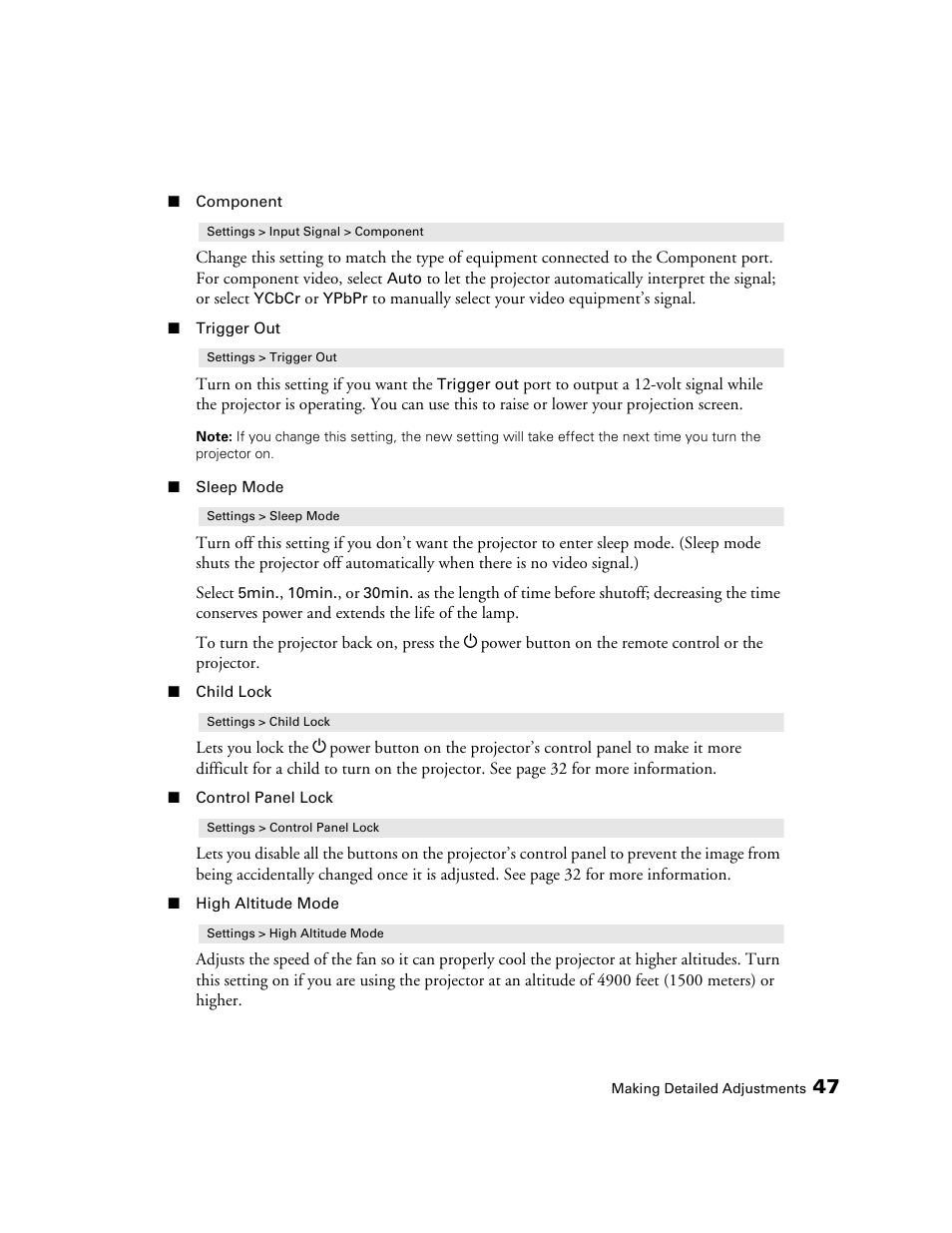 Seiko Group POWERLITE 7500 UB User Manual | Page 47 / 80