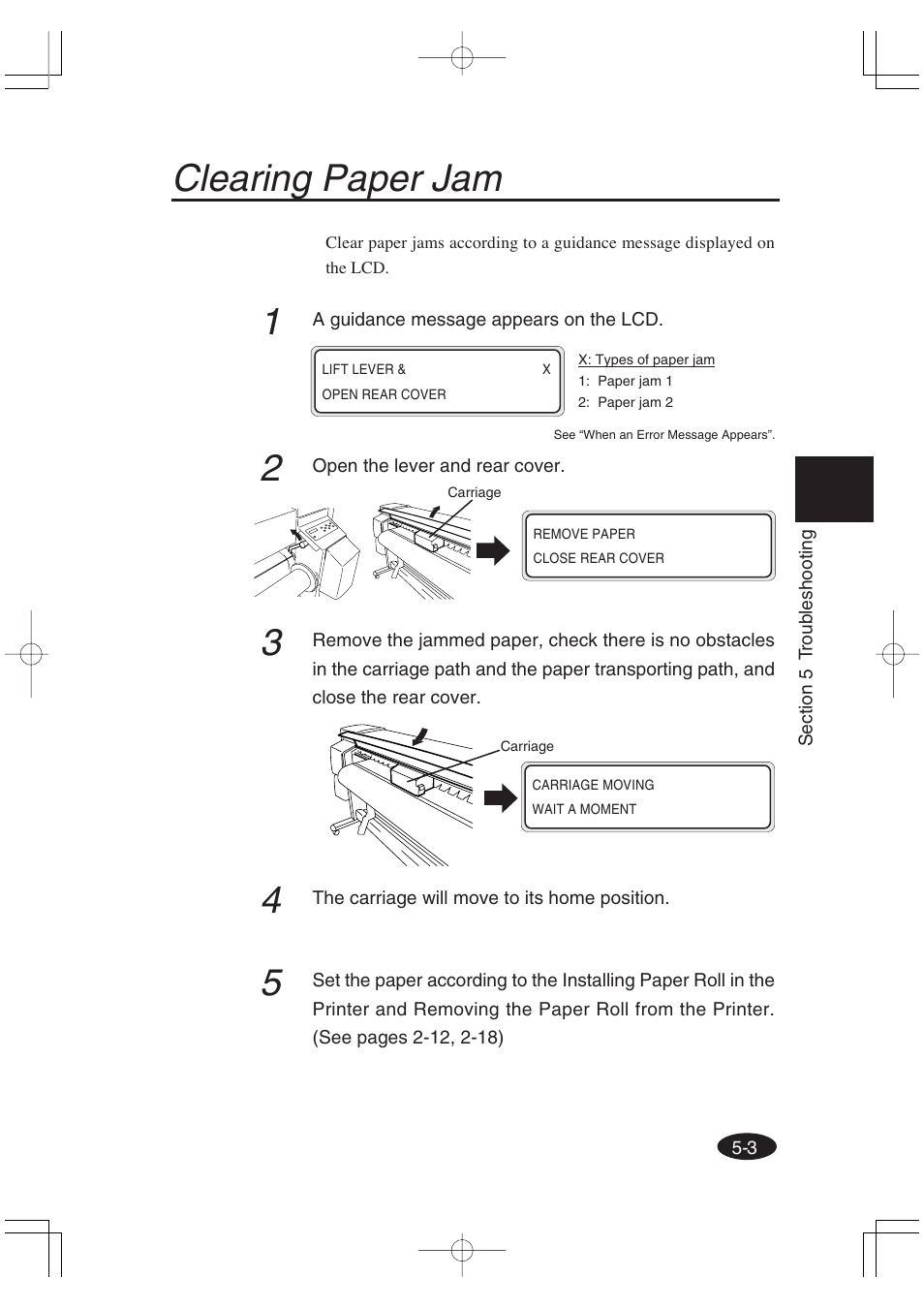 Clearing paper jam | Seiko Group OC CS 6060 IP-6600 User Manual | Page 165 / 180