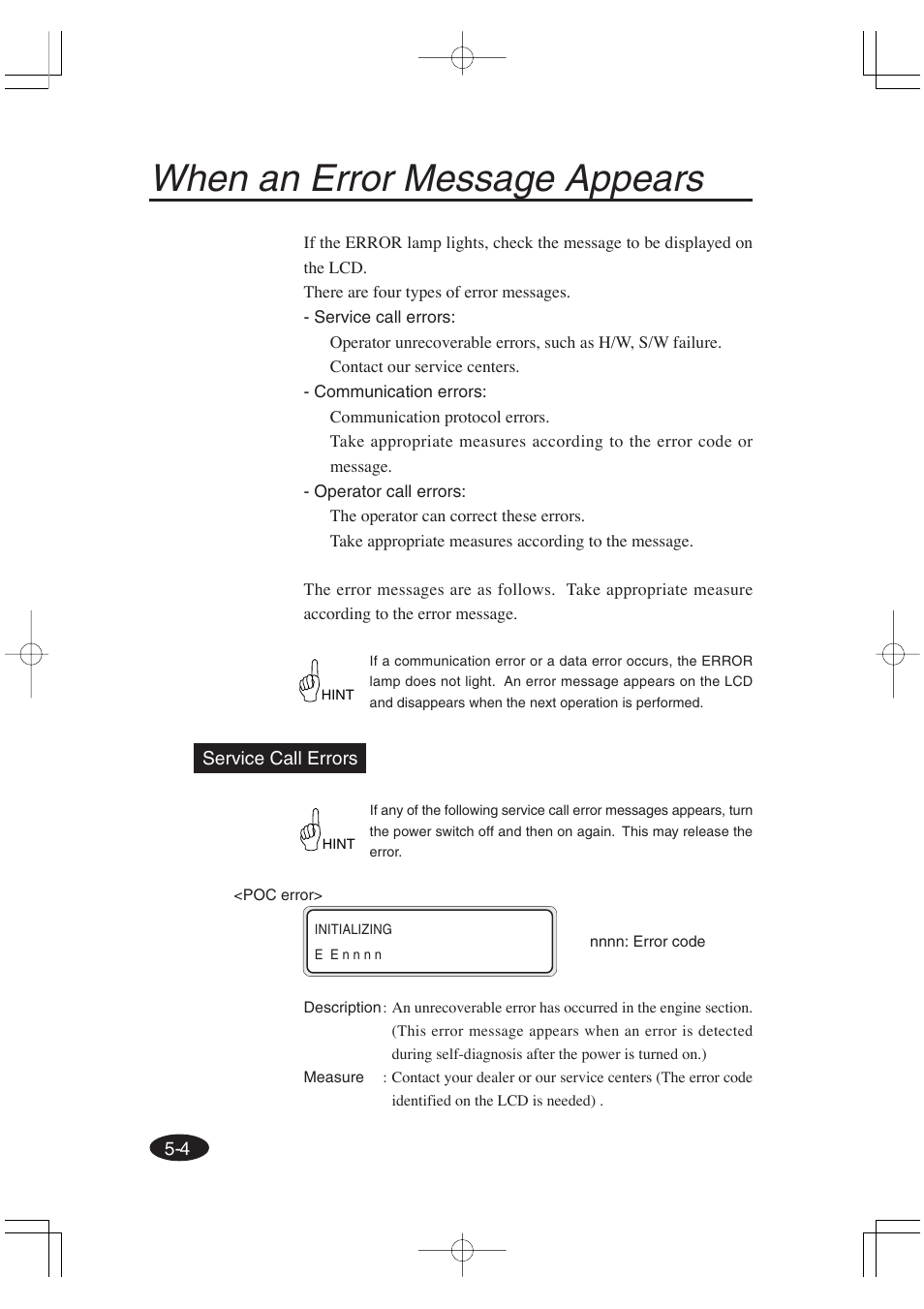 When an error message appears | Seiko Group OC CS 6060 IP-6600 User Manual | Page 166 / 180