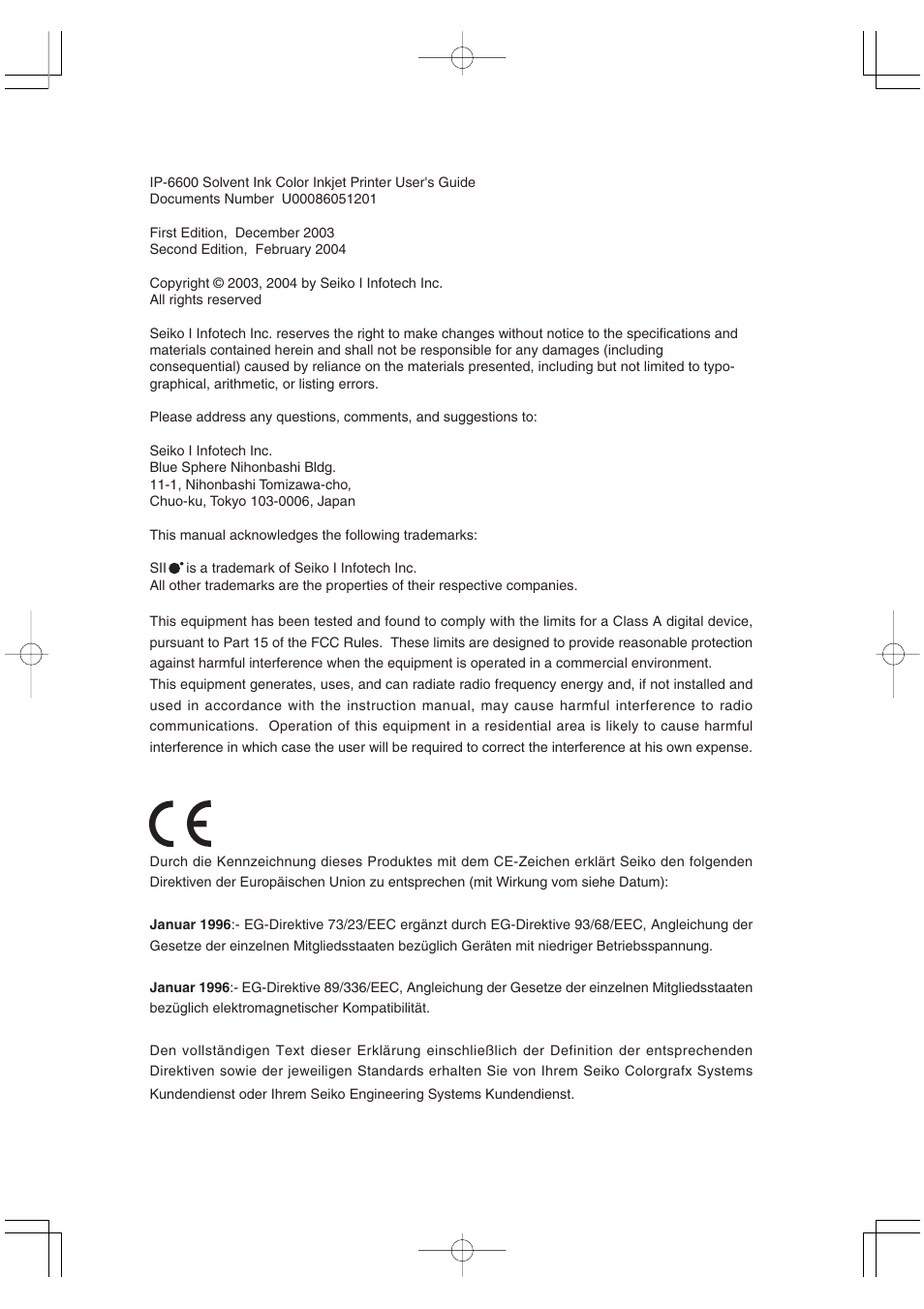 Seiko Group OC CS 6060 IP-6600 User Manual | Page 2 / 180