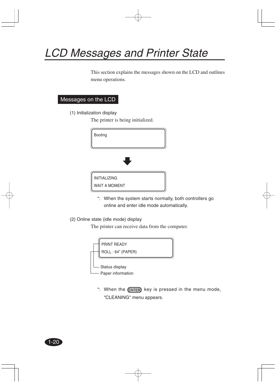 Lcd messages and printer state | Seiko Group OC CS 6060 IP-6600 User Manual | Page 40 / 180