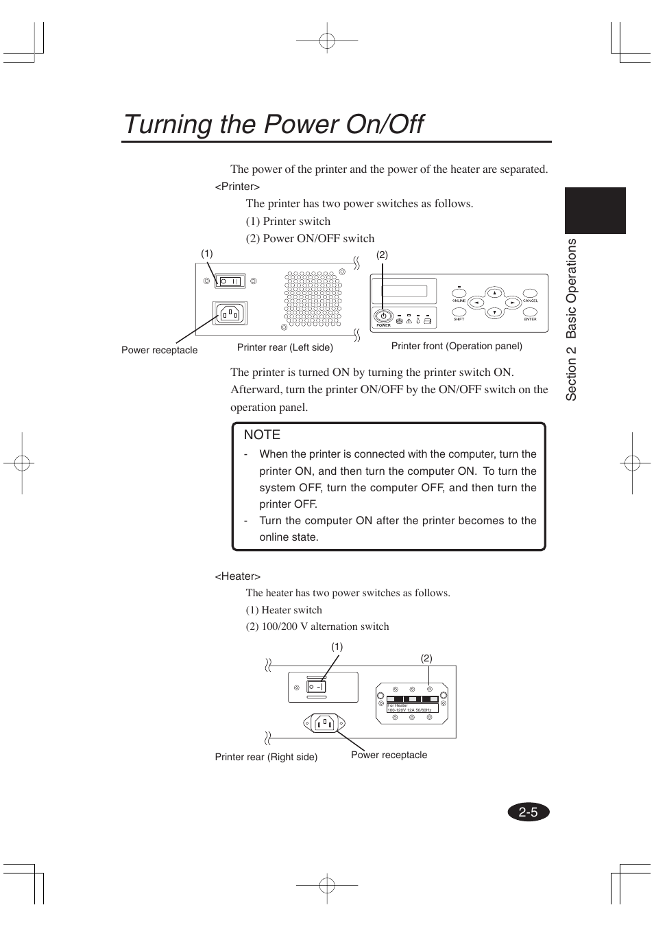 Turning the power on/off | Seiko Group OC CS 6060 IP-6600 User Manual | Page 49 / 180