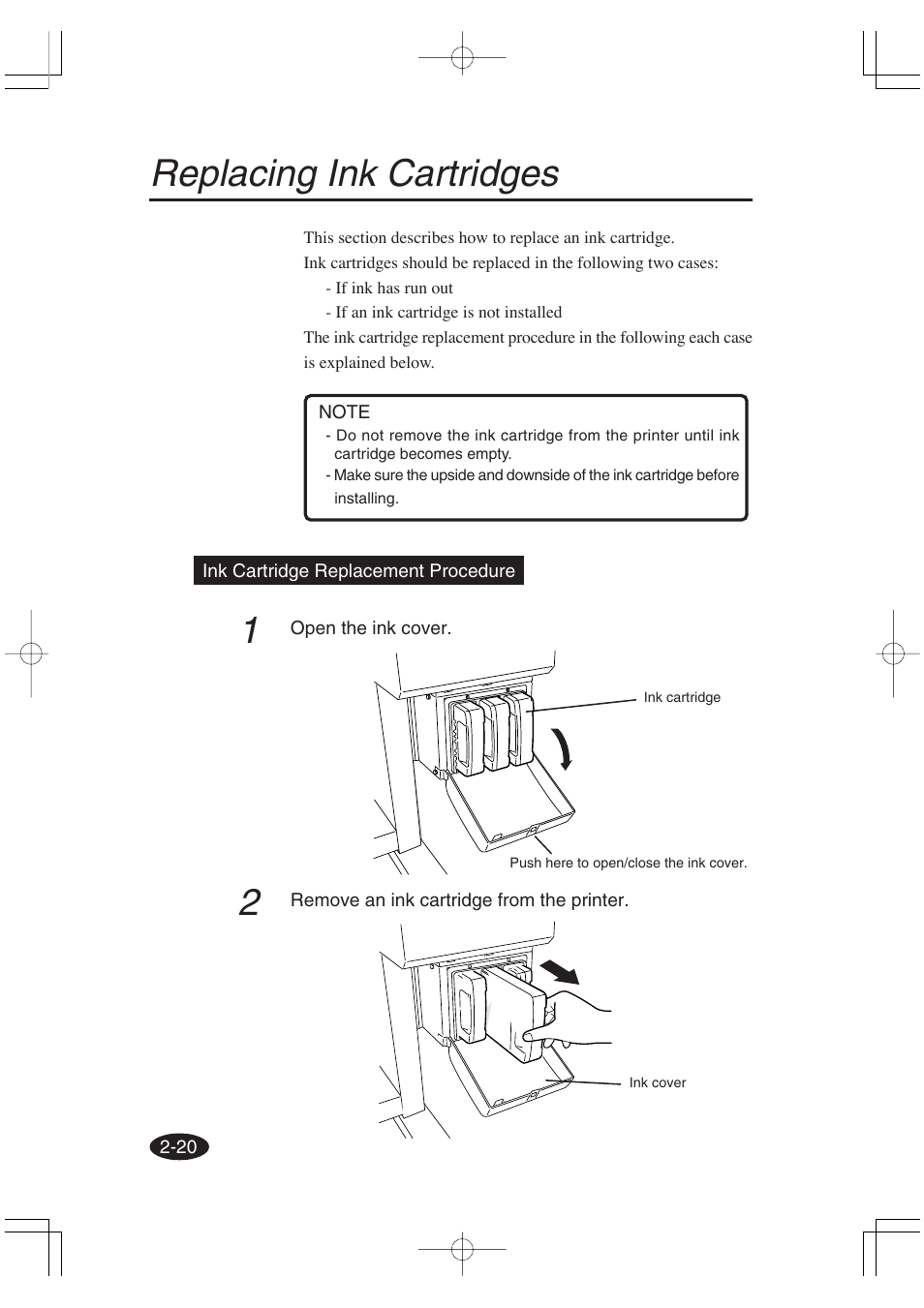 Replacing ink cartridges | Seiko Group OC CS 6060 IP-6600 User Manual | Page 64 / 180