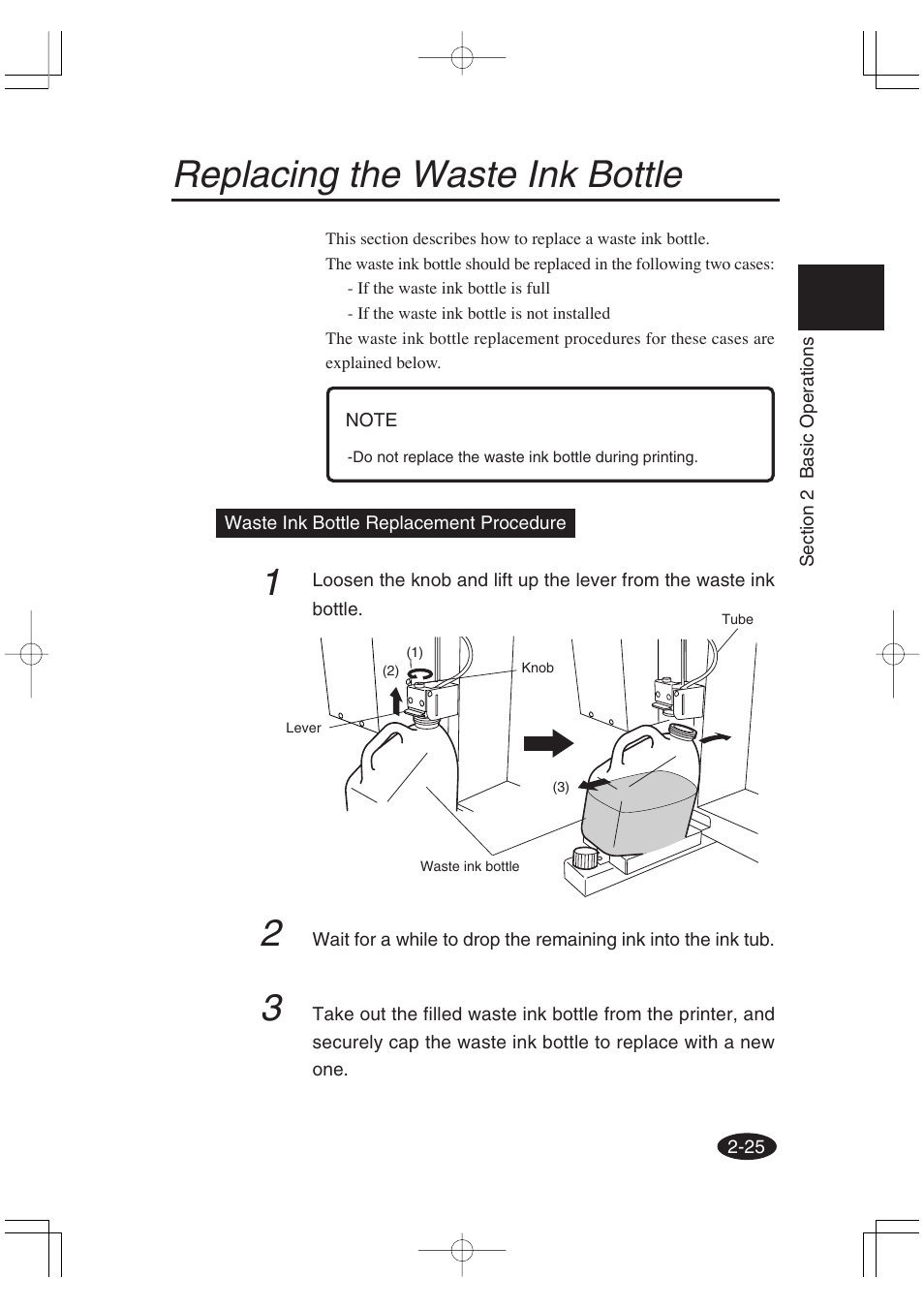 Replacing the waste ink bottle | Seiko Group OC CS 6060 IP-6600 User Manual | Page 69 / 180