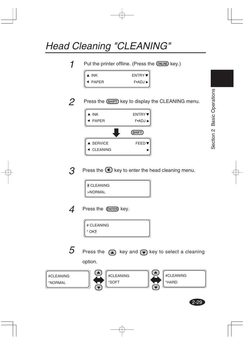 Head cleaning "cleaning" 1 | Seiko Group OC CS 6060 IP-6600 User Manual | Page 73 / 180