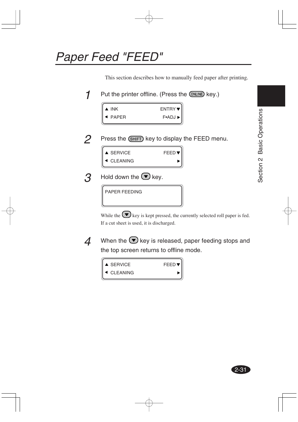 Paper feed "feed | Seiko Group OC CS 6060 IP-6600 User Manual | Page 75 / 180