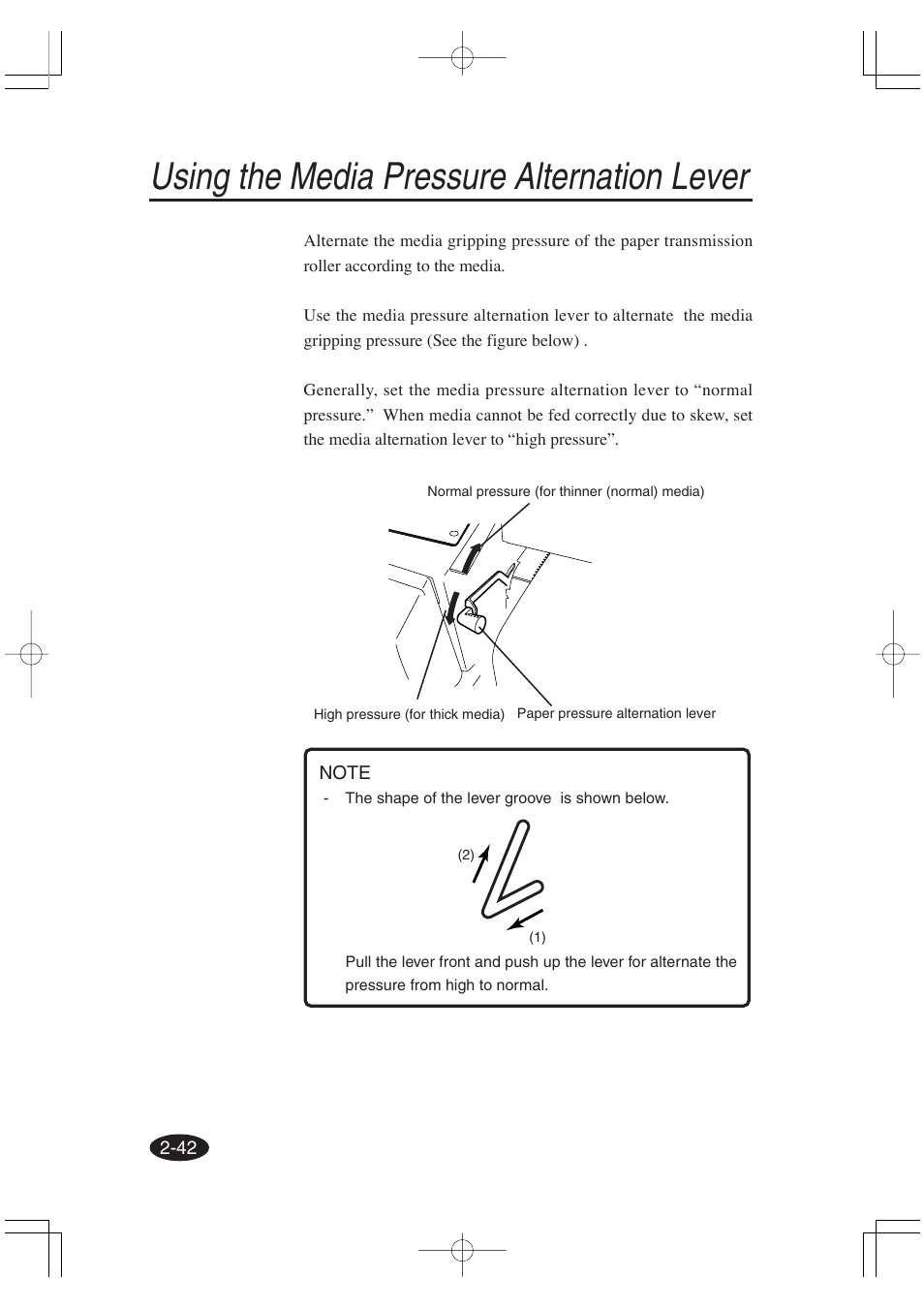 Using the media pressure alternation lever | Seiko Group OC CS 6060 IP-6600 User Manual | Page 86 / 180
