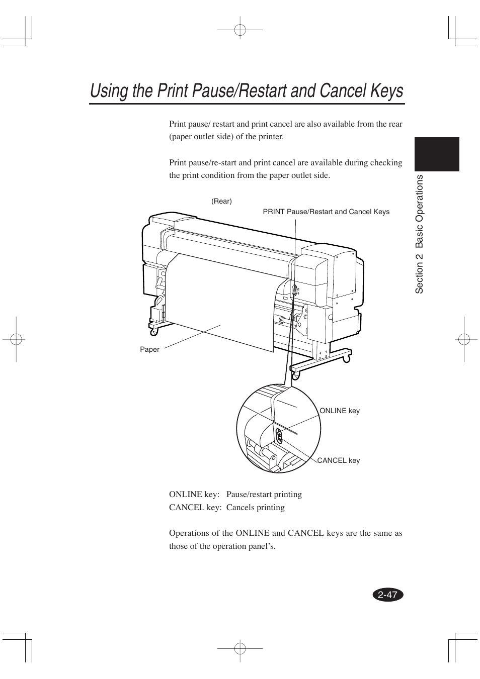 Using the print pause/restart and cancel keys | Seiko Group OC CS 6060 IP-6600 User Manual | Page 91 / 180