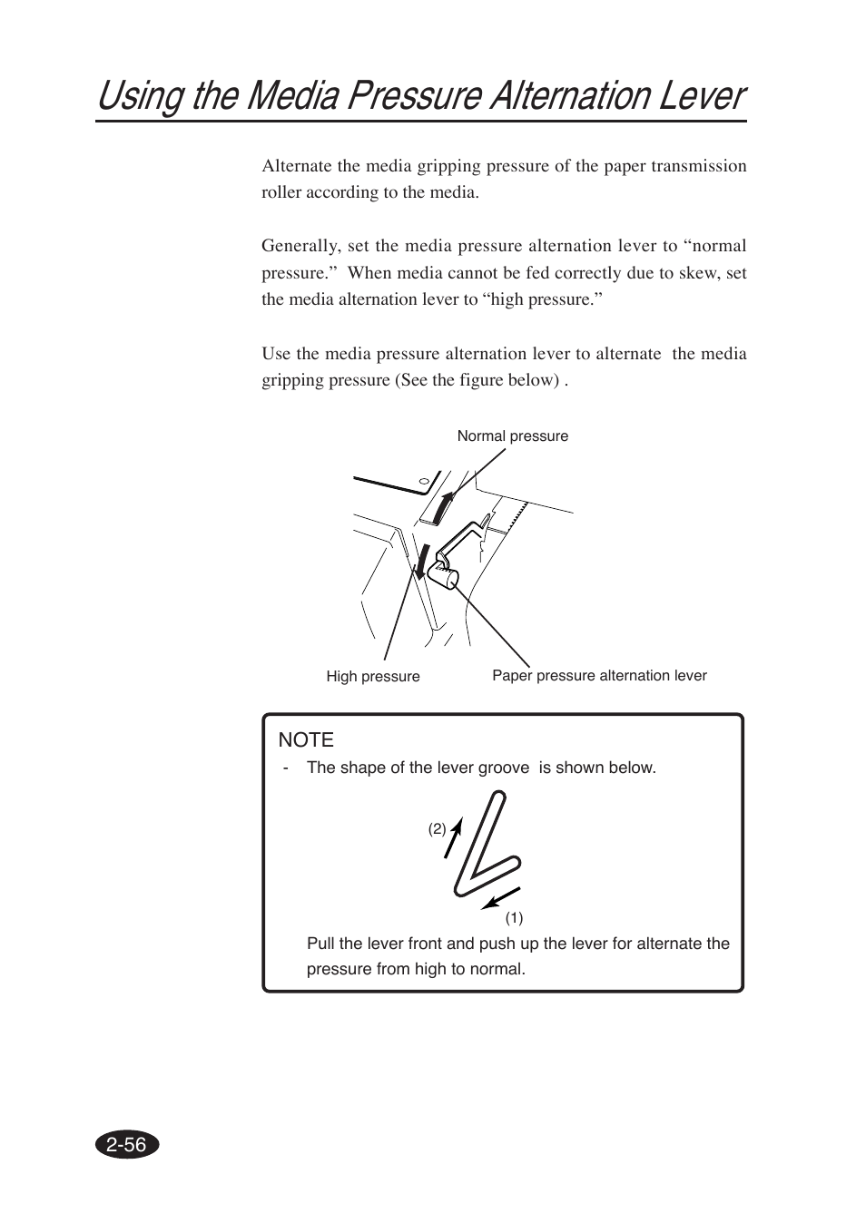 Using the media pressure alternation lever | Seiko Group SII IP-6600 User Manual | Page 100 / 197