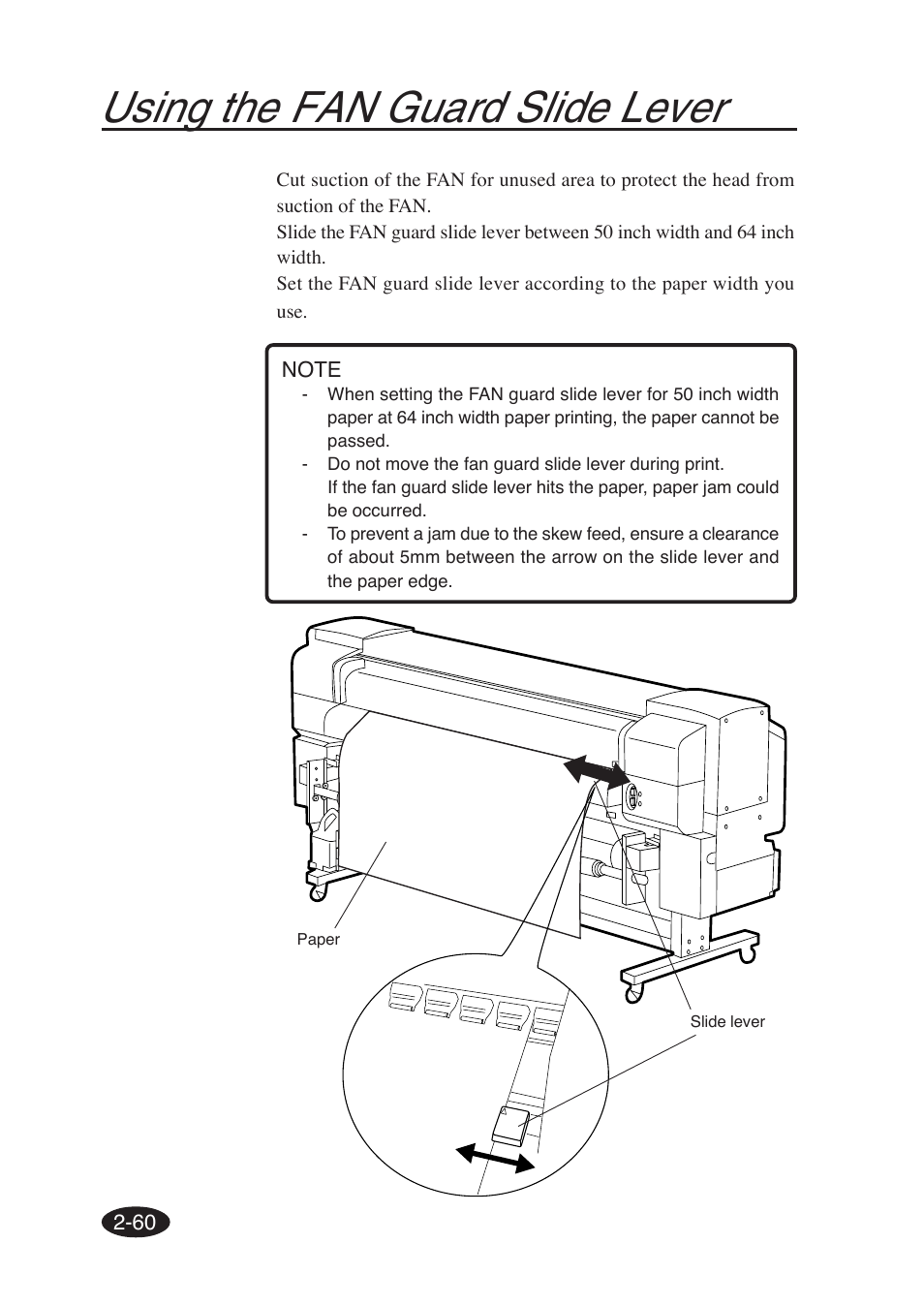 Using the fan guard slide lever | Seiko Group SII IP-6600 User Manual | Page 104 / 197