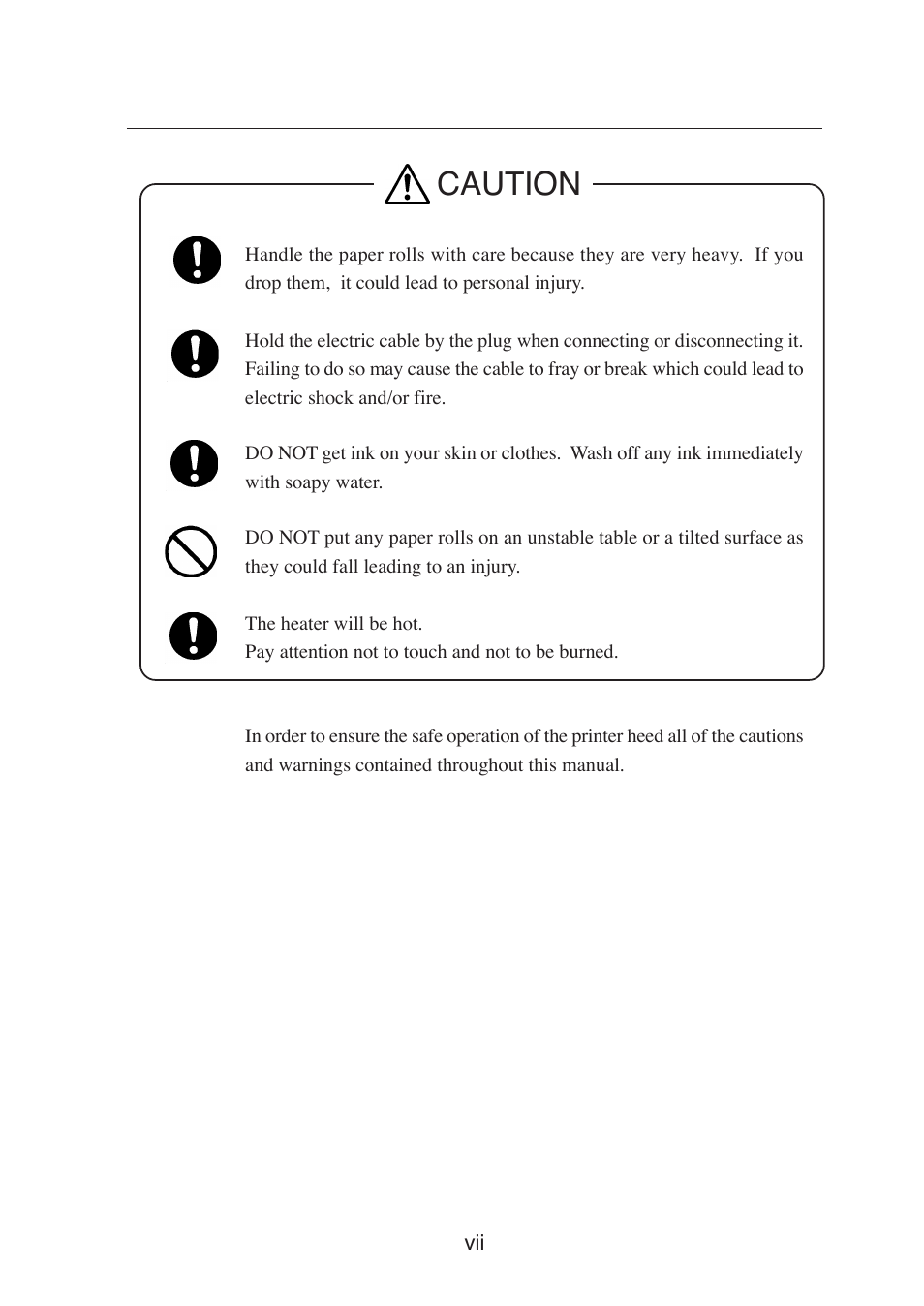 Caution | Seiko Group SII IP-6600 User Manual | Page 11 / 197