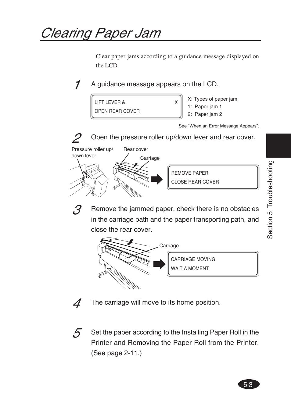 Clearing paper jam | Seiko Group SII IP-6600 User Manual | Page 182 / 197