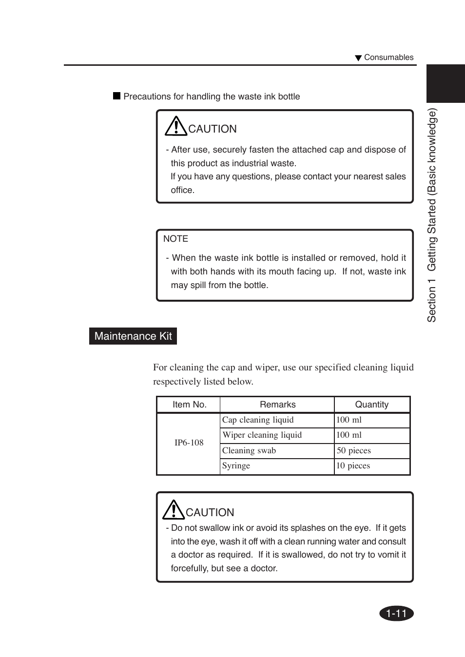 Maintenance kit, Caution | Seiko Group SII IP-6600 User Manual | Page 31 / 197