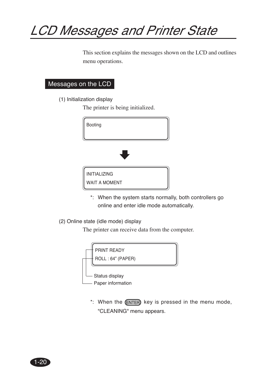 Lcd messages and printer state | Seiko Group SII IP-6600 User Manual | Page 40 / 197