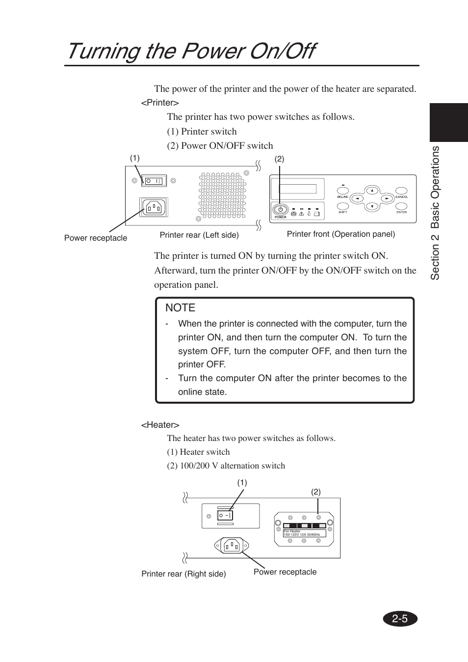 Turning the power on/off | Seiko Group SII IP-6600 User Manual | Page 49 / 197