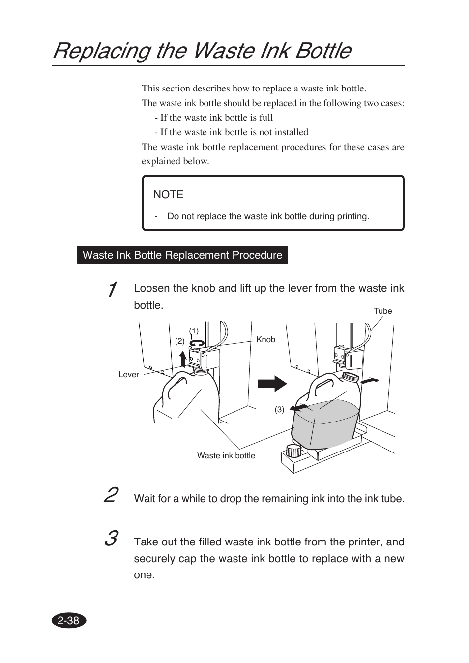 Replacing the waste ink bottle | Seiko Group SII IP-6600 User Manual | Page 82 / 197