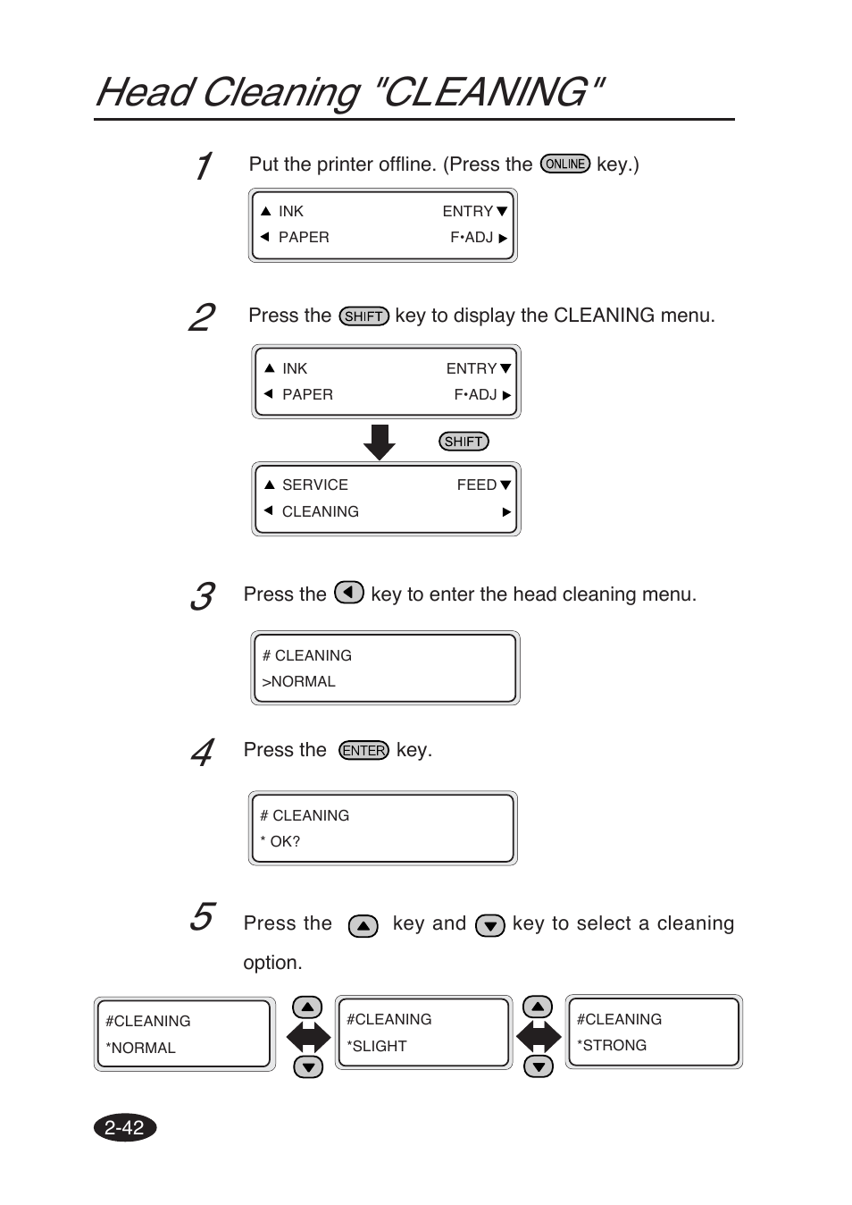 Head cleaning "cleaning" 1 | Seiko Group SII IP-6600 User Manual | Page 86 / 197