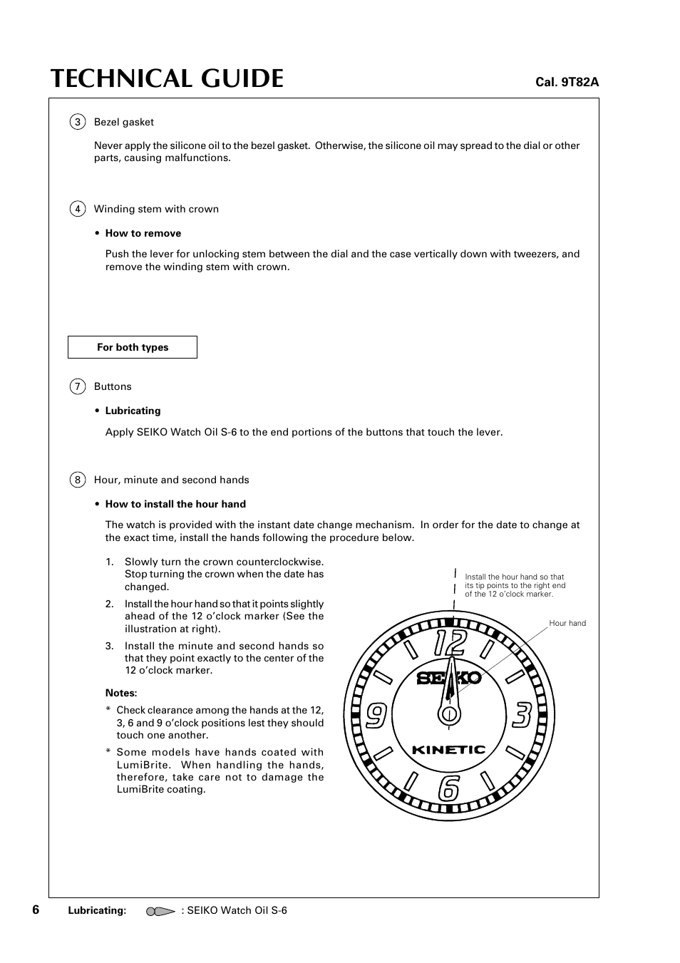 Technical guide | Seiko Group 9T82A User Manual | Page 6 / 8