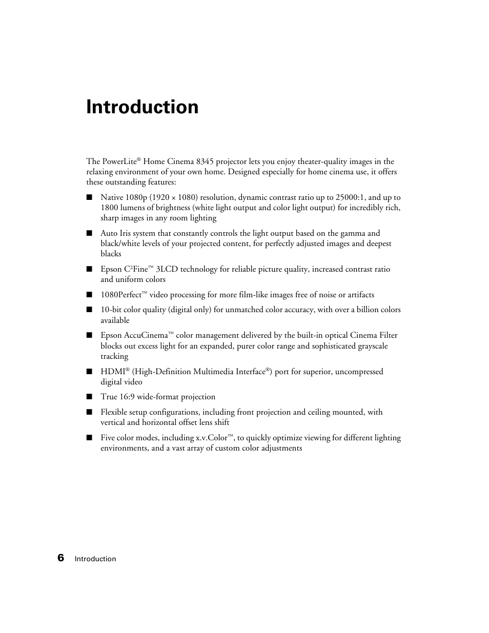 Introduction | Seiko Group POWERLITE 8345 User Manual | Page 6 / 76