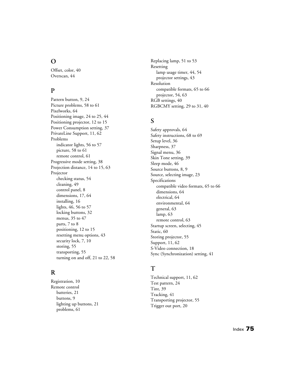 Seiko Group POWERLITE 8345 User Manual | Page 75 / 76
