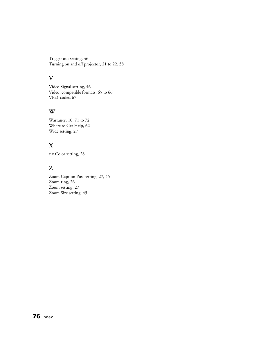 Seiko Group POWERLITE 8345 User Manual | Page 76 / 76