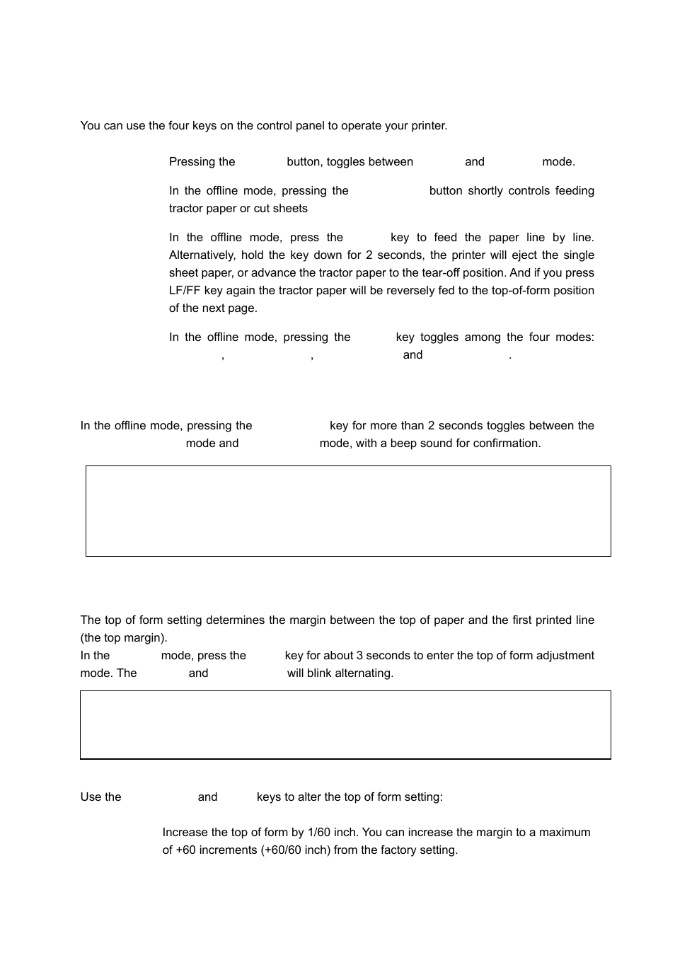 Basic control panel operations, Top of fom adjustment mode, Top of form adjustment mode | Seiko Group PRECISION FB 380 User Manual | Page 21 / 50