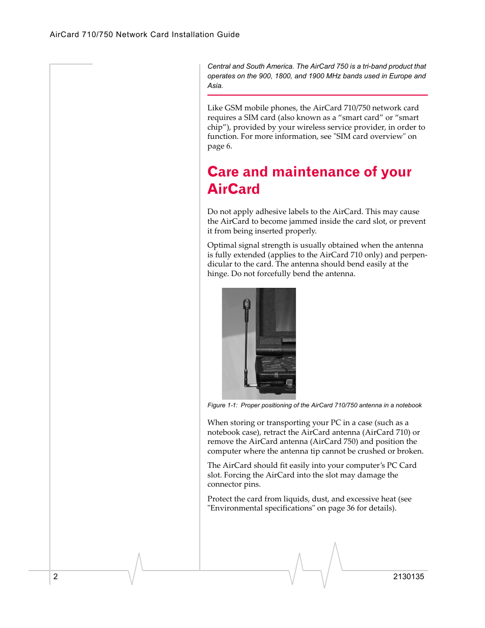 Care and maintenance of your aircard | Sierra Wireless AirCard 710 User Manual | Page 10 / 54