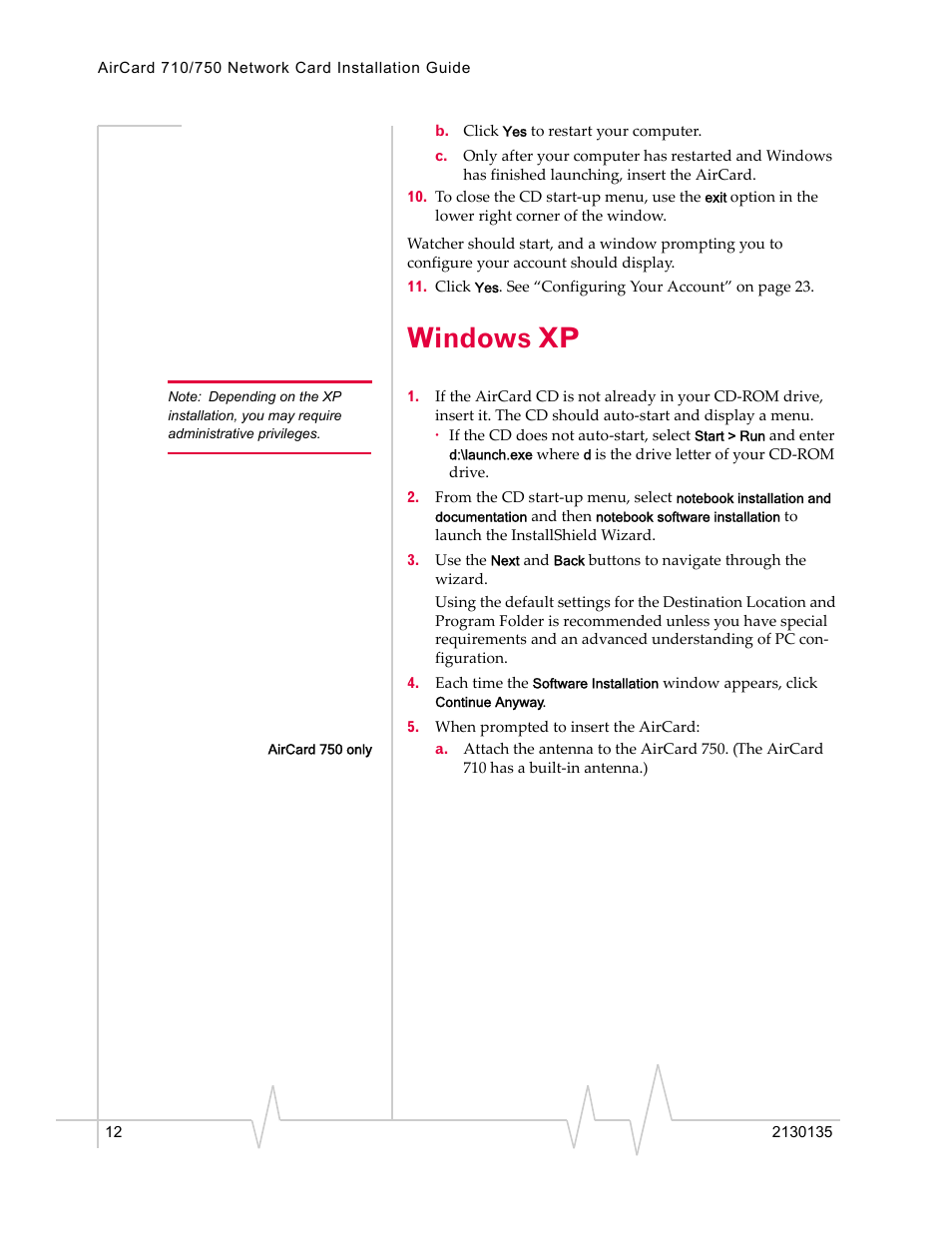 Windows xp | Sierra Wireless AirCard 710 User Manual | Page 20 / 54