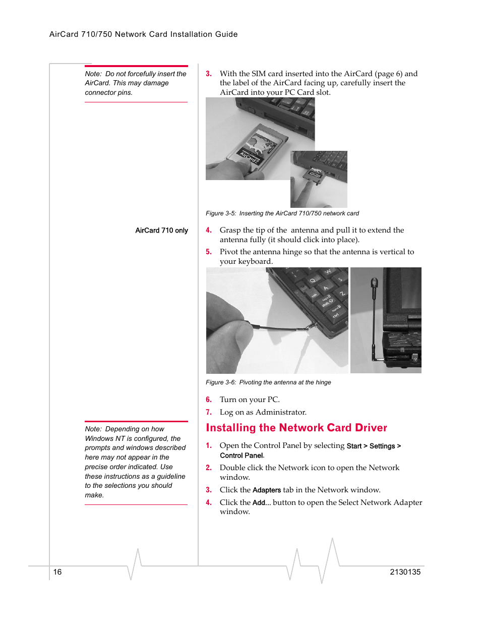 Installing the network card driver | Sierra Wireless AirCard 710 User Manual | Page 24 / 54