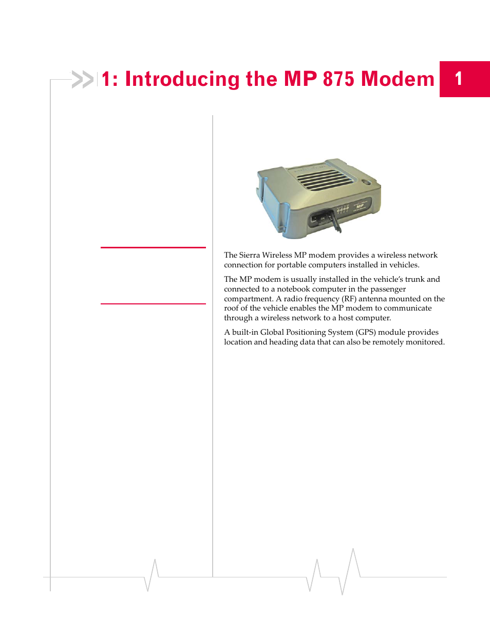 Introducing the mp875modem, Introducing the mp 875 modem | Sierra Wireless MP 875 User Manual | Page 11 / 68